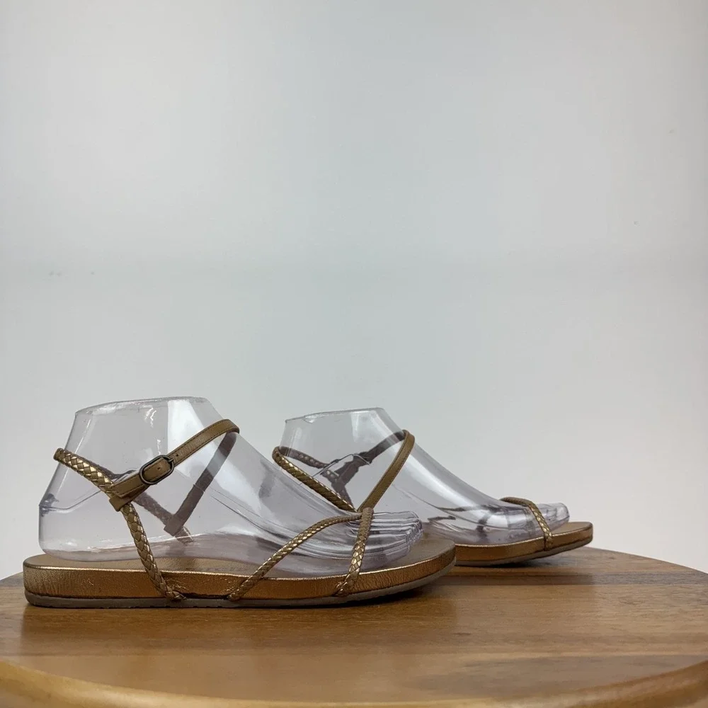 New Womens Pedro Garcia Metallic Braided Slingback Wedge Sandals Size EU 37 NWOB - Picture 1 of 9